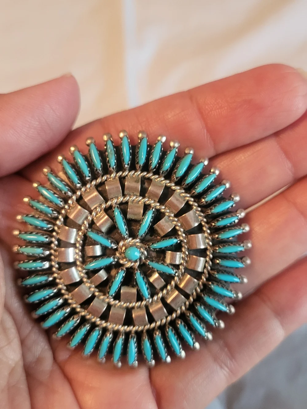 Turquoise Stone Silver-Tone Cuff & Broch Set - Picture 3 of 4
